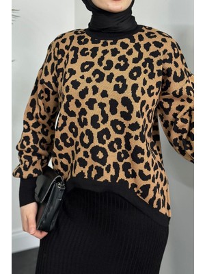 Shea Leopar Crop Jile Takım Siyah