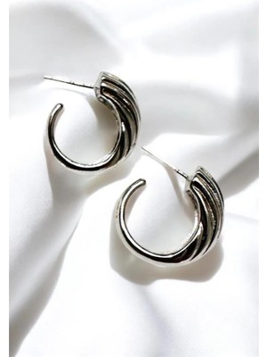 Metal Su Dalgası Halka Küpe