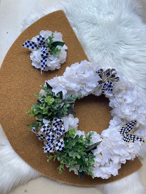 Tekno Trust Beyaz Kapı Süsü Çelenk ve Paspas Set Modern Hasır 30 x 33