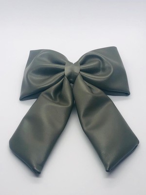 İnderin Çok Şık Deri Fiyonklu Büyük Boy Saç Tokası Her Kıyafetle Uyumlu Özel Günler Için Toka