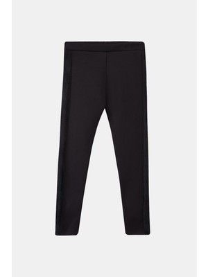 Lovetti Siyah Kız Çocuk Full Şardonlu Yan Panel Tüylü Nova Tayt