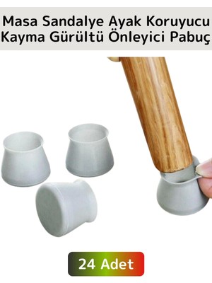 Wintoup Kayma Çizilme Gürültü Önleyici Mobilya Masa Sandalye Zemin Koruyucu Silikon Pabuç Ayak Kılıfı 24ADET