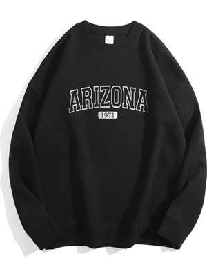 Gossip Team  Arizona Baskılı Siyah Unisex Oversize Bisiklet Yaka Sweatshirt