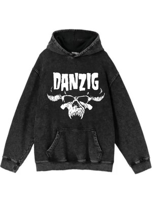 Gossip Team  Yıkamalı Kumaş Rock Serisi Danzıg Kapüşonlu Hoodie Sweatshirt