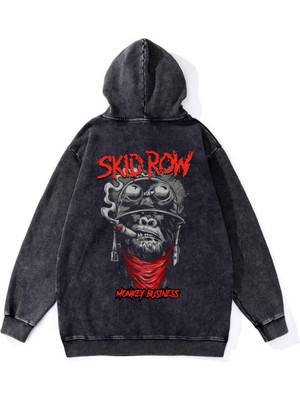 Gossip Team  Yıkamalı Kumaş Rock Serisi Skidrow Kapüşonlu Hoodie Sweatshirt