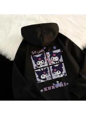 Gossip Team  Harajuku Kuromi Ön Arka Baskılı Unisex Oversize Hoodie