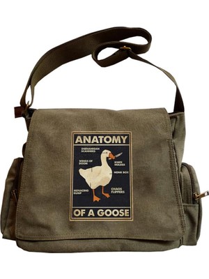 Gossip Team  Duck Anatomy Baskılı Unisex Yeşil Postacı Çantası