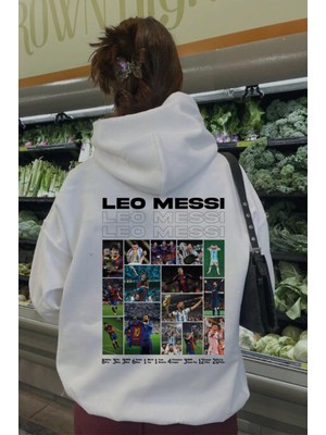 Gossip Team  Messi Baskılı Beyaz Kapşonlu Sweatshirt