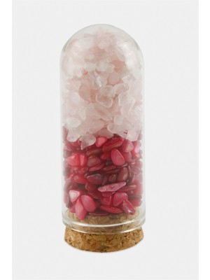 Pembe Kuvars Akik Taşı Cam Şişe Biblo