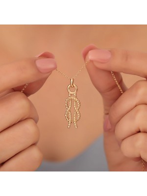 Nox Jewelry 14 Ayar Altın Mikron Kaplama Gemici Düğümü Gümüş Kolye – Denizci Temalı Zarif Tasarım - CN00381