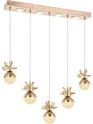 Woodhub 9178-5+4R Sarı Powerled Sıralı 5 Li Avize