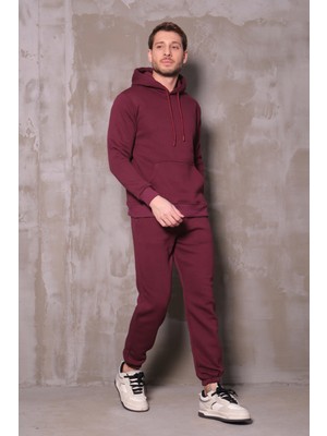 %100 Pamuk Kapüşonlu Sweatshirt ve Jogger Eşofman Takımı