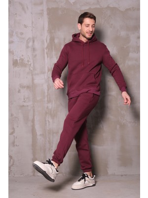 %100 Pamuk Kapüşonlu Sweatshirt ve Jogger Eşofman Takımı