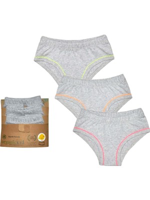 Organickid Neon Kız Çocuk Gri Iç Çamaşır Set 3lu