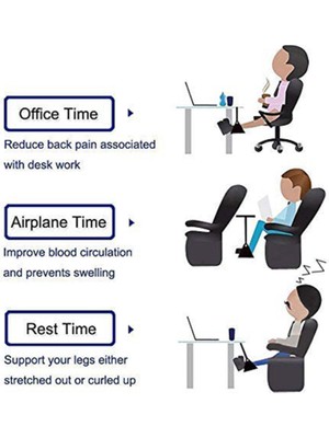 Decisive 2x Ergonomik Ayak Dayanağı, Seyahat Ayak Dayama Uçak Bacak Dayanağı Uçuş Ayak Hamak Masanın Altında Taşıma Aksesuarları (Yurt Dışından)