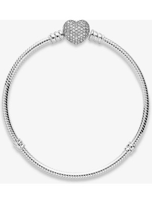 Pandora Pavé Kalp Klipsli Bileklik 590727CZ-22 cm