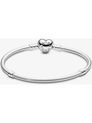 Pandora Pavé Kalp Klipsli Bileklik 590727CZ-22 cm