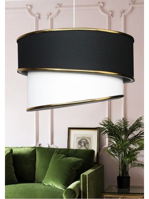 Woodhub Homing Gold Detaylı Kumaş Özel Tasarım Tekli Sarkıt Avize Siyah AYD-3629