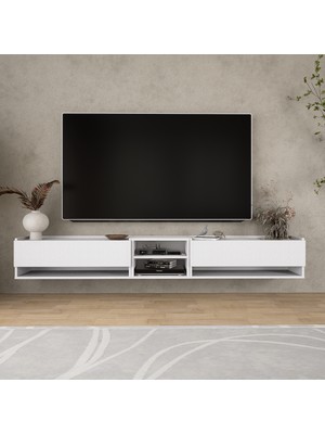 Lifedeco Tv Sehpa Ünitesi Beyaz Kapaklı Duvara Monte LD-1003-M3M4M3FB90