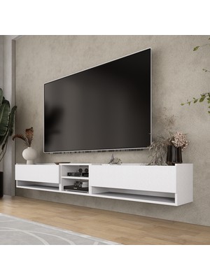 Lifedeco Tv Sehpa Ünitesi Beyaz Kapaklı Duvara Monte LD-1003-M3M4M3FB90