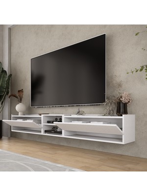 Lifedeco Tv Sehpa Ünitesi Beyaz Kapaklı Duvara Monte LD-1003-M3M4M3FB90