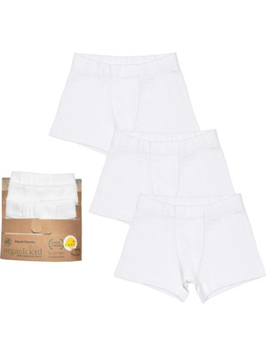 Organickid Basic Erkek Çocuk Beyaz Iç Çamaşır Boxer Set 3lü