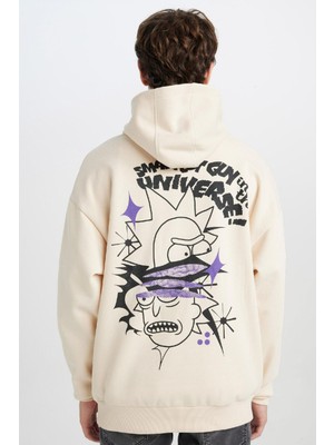 DeFacto Rick and Morty Oversize Geniş Kalıp Bisiklet Yaka Sırt Baskılı Kalın Sweatshirt C9741AX24AU