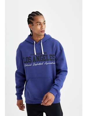 DeFactoFit NBA Los Angeles Lakers Oversize Geniş Kalıp Bisiklet Yaka Kalın Sweatshirt C9255AX24AU