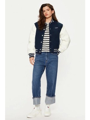 Tommy Hilfiger Tommy Jeans Kadın Lacivert Regular Fit Bomber Ceket
