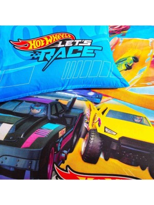 Taç Lisanslı Hot Wheels Let' S Race Tek Kişilik Pamuk Nevresim Takımı