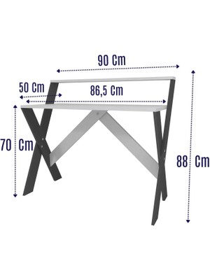 Reyo Home Enda  x  Ayaklı Raflı Ders Çalışma Masası 50 x 90  cm  Çam - Antrasit