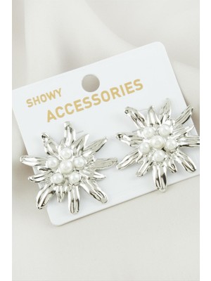 Çiçek Inci Metal Küpe