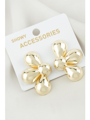 Bijuteri Net Çiçek Metal Küpe