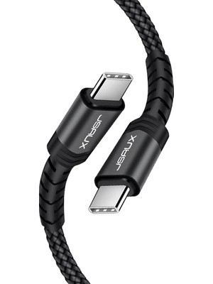 Jsaux 60W 100CM USB C To USB C Type-C Kablo iPhone 16/16 Plus/16 Pro/16 Pro Max, iPhone 15, Galaxy S24/S23/S22, Car Play, Macbook, iPad Pixel-Grey ile Uyumlu Usbc Type C Hızlı Şarj Data Kablosu CC0018