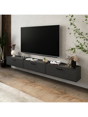 Lifedeco Tv Sehpa Ünitesi Antrasit Kapaklı Duvara Monte LD-1001-M1M1M1FA90