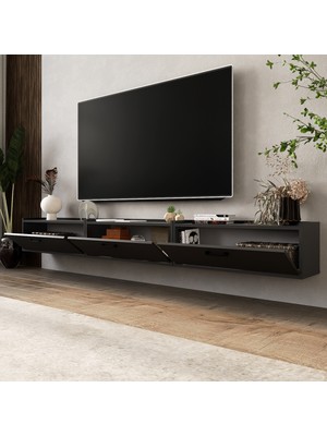 Lifedeco Tv Sehpa Ünitesi Antrasit Kapaklı Duvara Monte LD-1001-M1M1M1FA90