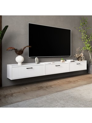 Lifedeco Tv Sehpa Ünitesi Beyaz Kapaklı Duvara Monte LD-1001-M1M1M1FB90