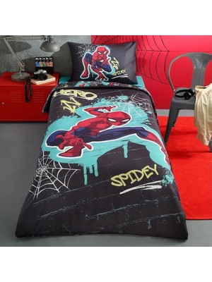Özdilek Lisanslı Kapitoneli  Pamuk Tek Kişilik Çocuk Yatak Örtüsü (160 x 230)SPIDERMAN  Street Gri