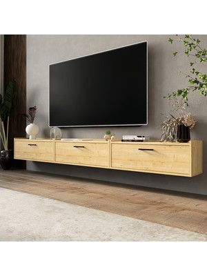 Lifedeco Tv Sehpa Ünitesi Safir Meşe Kapaklı Duvara Monte LD-1001-M1M1M1FS90