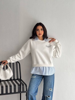 Gömlek Yaka Sweatshirt 3 Iplik Şardonlu