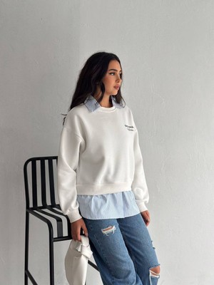 Gömlek Yaka Sweatshirt 3 Iplik Şardonlu