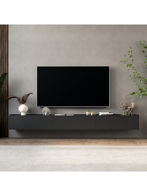 Lifedeco Tv Sehpa Ünitesi Antrasit Kapaklı Duvara Monte LD-1002-M2M2M2FA90