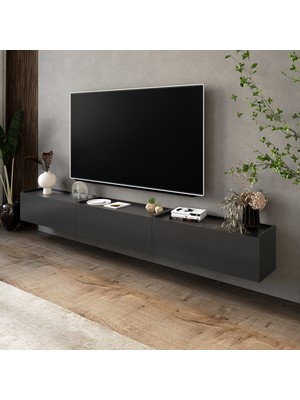 Lifedeco Tv Sehpa Ünitesi Antrasit Kapaklı Duvara Monte LD-1002-M2M2M2FA90