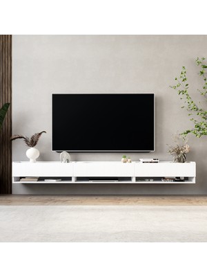 Lifedeco Tv Sehpa Ünitesi Beyaz Kapaklı Duvara Monte LD-1003-M3M3M3FB90