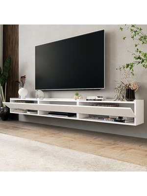 Lifedeco Tv Sehpa Ünitesi Beyaz Kapaklı Duvara Monte LD-1003-M3M3M3FB90