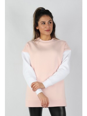 Balins Kadın Kolları Renkli Sweatshirt Pembe