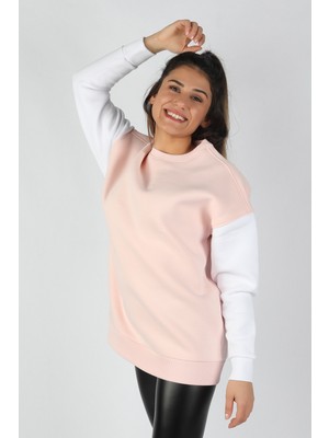 Balins Kadın Kolları Renkli Sweatshirt Pembe