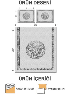 Doruklar Home Collection Kapitoneli Pamuk Dolgulu Kadife Kumaş Modern Desenli Premium Kalite Yatak Örtüsü Seti