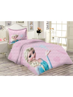 Doruklar Home Collection Kapitoneli Pamuk Dolgulu Kadife Kumaş Elsa Frozen Desenli Tek Kişilik Çocuk Genç Yatak Örtüsü Seti