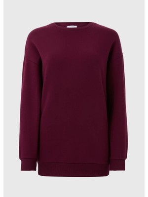 Kübra tekstil Kadın Basic Bisiklet Yaka %100 Pamuklu Şardonlu Sweatshirt